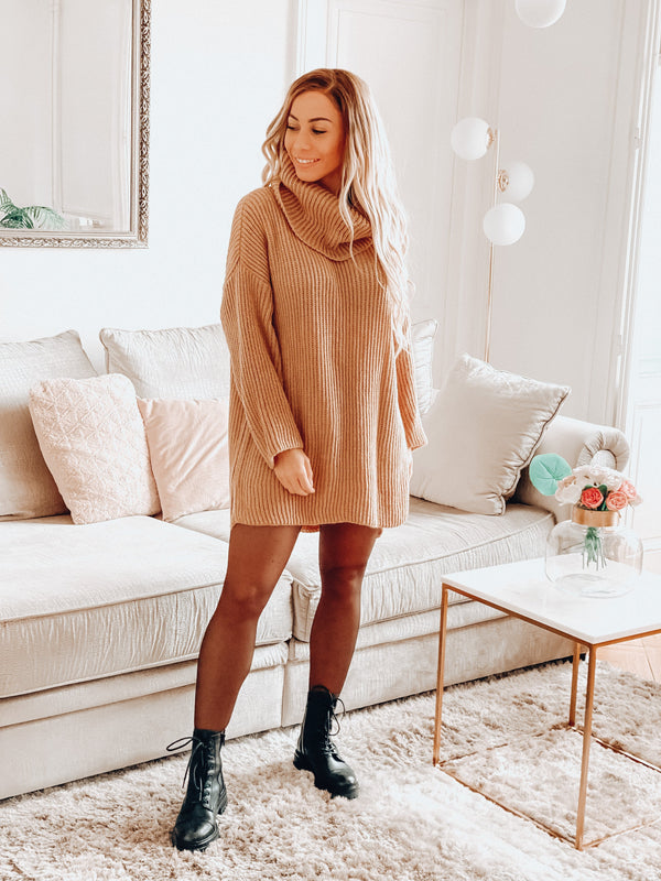 BASIC KNITTED COL SWEATER CAMEL