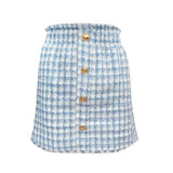 TWEED SKIRT BUTTONS BABY BLUE